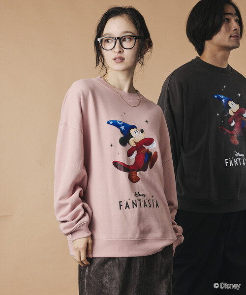 FREAK'S STORE(フリークスストア)の「【限定展開】ファンタジア / ミッキーマウス / 別注 ビックシルエット FANTASIA COLORED スウェット(スウェット・メンズ・グレー/チャコールグレー/ピンク/ネイビー・MEDIUM/LARGE/SMALL)」の4枚目の写真
