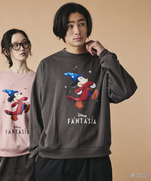 FREAK'S STORE(フリークスストア)の「【限定展開】ファンタジア / ミッキーマウス / 別注 ビックシルエット FANTASIA COLORED スウェット(スウェット・メンズ・グレー/チャコールグレー/ピンク/ネイビー・MEDIUM/LARGE/SMALL)」の1枚目の写真