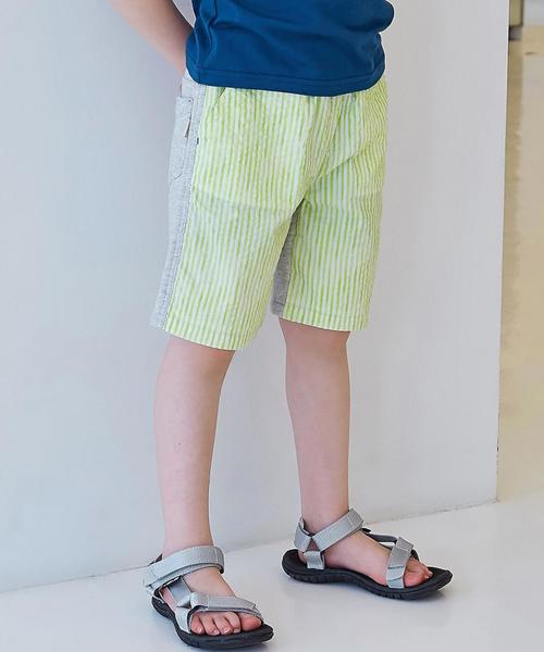 green label relaxing(グリーンレーベルリラクシング)の「【KIDS】ストライプ&ムジ キリカエパンツ(その他パンツ・キッズ・ライム/コバルトブルー・105/135/125/115/95)」の2枚目の写真