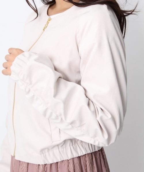 Andemiu（アンデミュウ）の「スウェードルックブルゾン748993（ブルゾン・レディース・アイボリー/キャメル・SMALL/MEDIUM）」の9枚目の写真