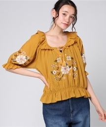 mysty woman | コットンボイル刺繍入りスモッグブラウス(シャツ/ブラウス)