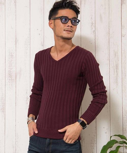 CavariA(キャバリア)の「『CavariA/キャバリア』リブ編みVネック長袖ニットセーター(ニット/セーター・メンズ・ブラック/ネイビー/グレー/オフホワイト/カーキ/ベージュ系その他/チャコール/ワイン・M/L)」の8枚目の写真