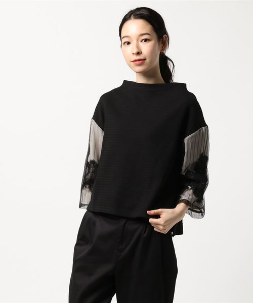 INTERPLANET(インタープラネット)の「レースブレード付バルーン袖トップス(Tシャツ/カットソー・レディース・ブラック/オフホワイト/ネイビー・FREE)」の10枚目の写真