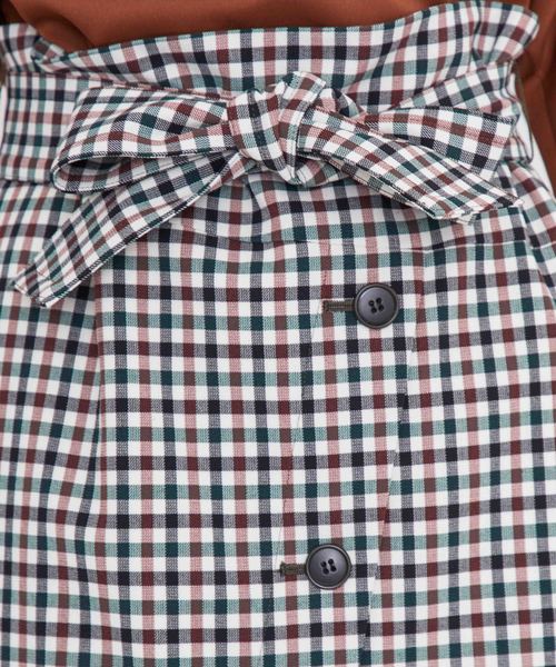 NINE（ナイン）の「【NINE】《STUDIOUS別注》ギンガムチェック柄ボタンスリットスカート（スカート・レディース・ブラウン/グレー・FREE）」の5枚目の写真