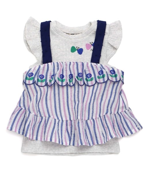 Petit jam（プチジャム）の「タンクトップとストライプのキャミソールセット（タンクトップ・キッズ・イエロー/ブルー・90/100/110/120/80/130/95/70）」の2枚目の写真