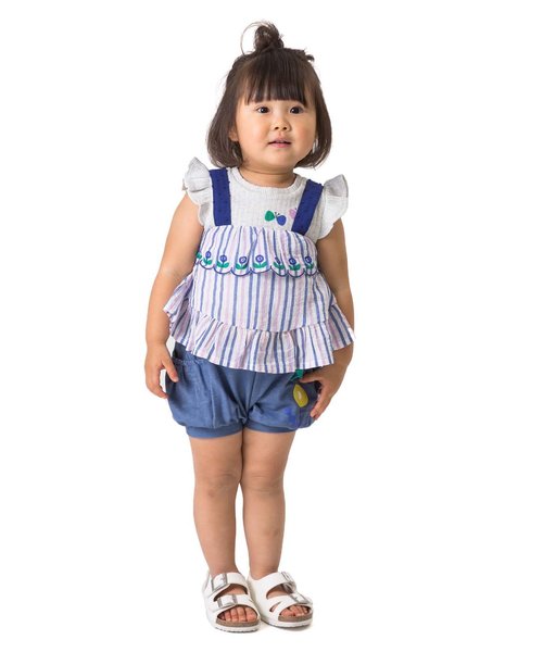 Petit jam（プチジャム）の「タンクトップとストライプのキャミソールセット（タンクトップ・キッズ・イエロー/ブルー・90/100/110/120/80/130/95/70）」の9枚目の写真