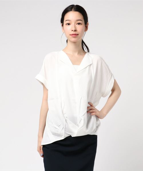 LBC（エルビーシー）の「サイロフィルオープンカラーブラウス（シャツ/ブラウス・レディース・ホワイト/グリーン/ネイビー・M/L）」の6枚目の写真