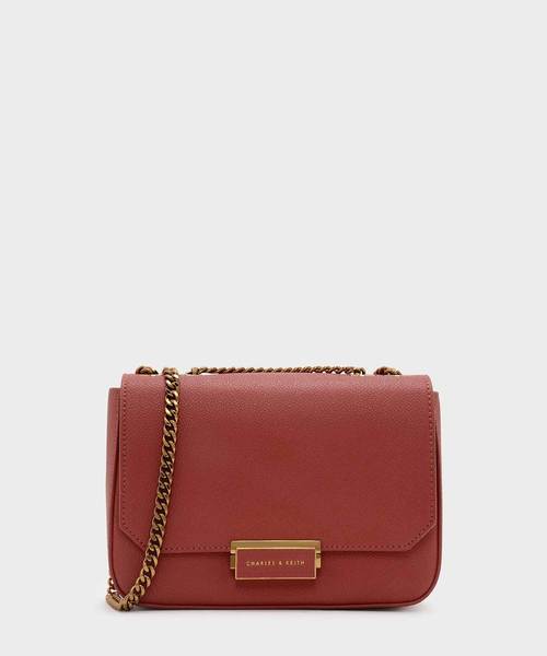 CHARLES & KEITH(チャールズ & キース)の「クラシックプッシュロッククロスボディバッグ / CLASSIC PUSH-LOCK CROSSBODY BAG(ショルダーバッグ・レディース・ブラック/ライトピンク/レンガ・S)」の3枚目の写真