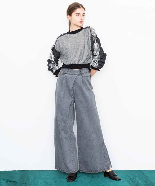 city（シティ）の「【CITY】DUSTY WIDE FLARE DENIM（デニムパンツ・レディース・グレー/ライトグレー・1/0）」の8枚目の写真