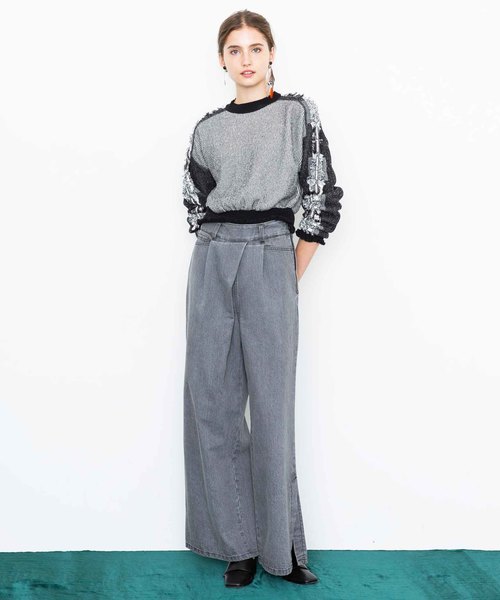 city（シティ）の「【CITY】DUSTY WIDE FLARE DENIM（デニムパンツ・レディース・グレー/ライトグレー・1/0）」の13枚目の写真