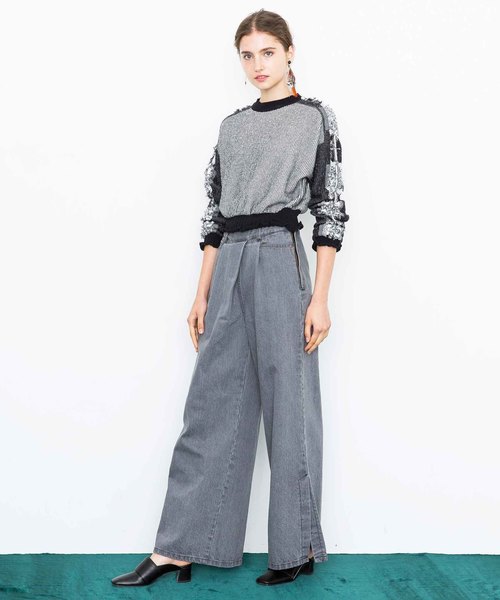 city（シティ）の「【CITY】DUSTY WIDE FLARE DENIM（デニムパンツ・レディース・グレー/ライトグレー・1/0）」の12枚目の写真