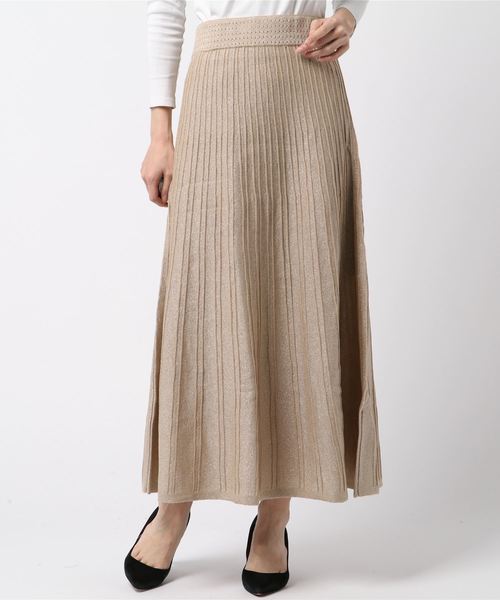 archives(アルシーヴ)の「リブ編みラメニットロングスカート(スカート・レディース・ブラック/ブラウン/ベージュ/モカ・MEDIUM)」の4枚目の写真