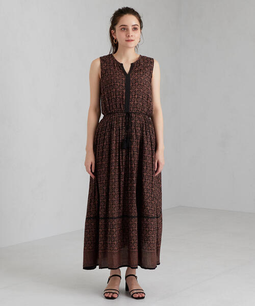 green label relaxing(グリーンレーベルリラクシング)の「CFC INDIA パネル プリント ワンピース(ワンピース・レディース・ダークグリーン/マスタード/ブラック・FREE)」の15枚目の写真