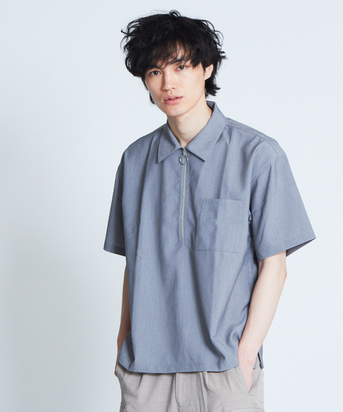 ABAHOUSE GRAY(アバハウスグレイ)の「【展開店舗限定】TRストレッチハーフジップシャツ(シャツ/ブラウス・メンズ・ベージュ/パープル/ネイビー/グレー/ブラック・46/48)」の3枚目の写真