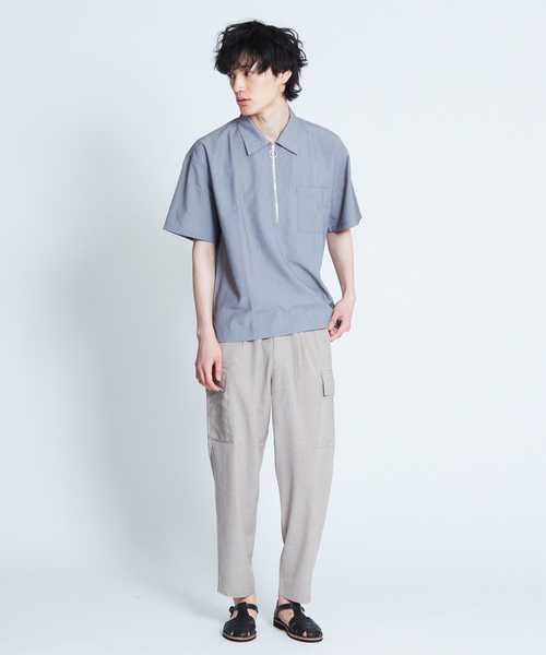 ABAHOUSE GRAY(アバハウスグレイ)の「【展開店舗限定】TRストレッチハーフジップシャツ(シャツ/ブラウス・メンズ・ベージュ/パープル/ネイビー/グレー/ブラック・46/48)」の14枚目の写真