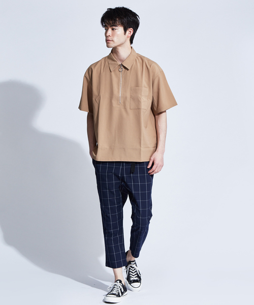 ABAHOUSE GRAY(アバハウスグレイ)の「【展開店舗限定】TRストレッチハーフジップシャツ(シャツ/ブラウス・メンズ・ベージュ/パープル/ネイビー/グレー/ブラック・46/48)」の6枚目の写真
