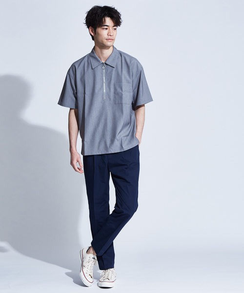 ABAHOUSE GRAY(アバハウスグレイ)の「【展開店舗限定】TRストレッチハーフジップシャツ(シャツ/ブラウス・メンズ・ベージュ/パープル/ネイビー/グレー/ブラック・46/48)」の22枚目の写真