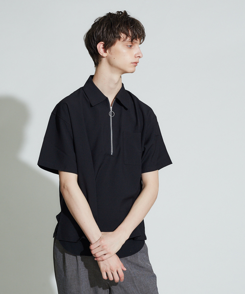 ABAHOUSE GRAY(アバハウスグレイ)の「【展開店舗限定】TRストレッチハーフジップシャツ(シャツ/ブラウス・メンズ・ベージュ/パープル/ネイビー/グレー/ブラック・46/48)」の2枚目の写真