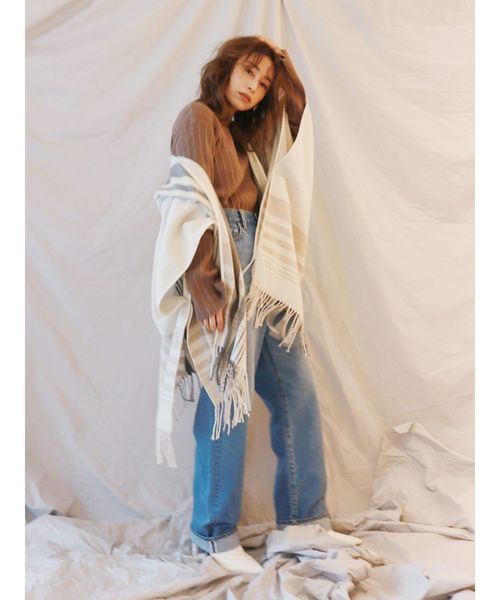 Ungrid（アングリッド）の「ランダムリブバックオープンニット（ニット/セーター・レディース・オフホワイト/ブラック/モカ・FREE）」の13枚目の写真