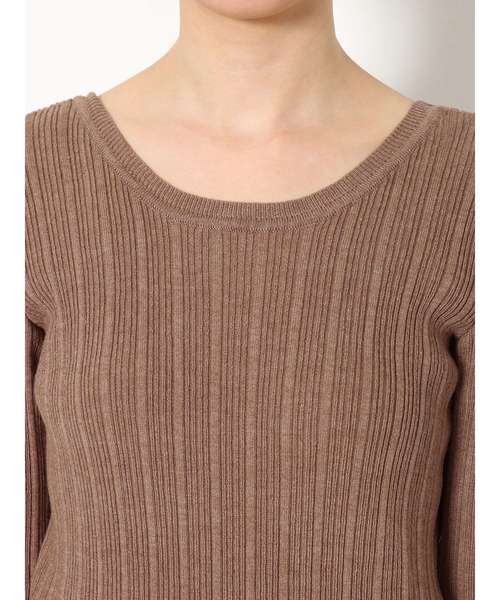 Ungrid（アングリッド）の「ランダムリブバックオープンニット（ニット/セーター・レディース・オフホワイト/ブラック/モカ・FREE）」の7枚目の写真