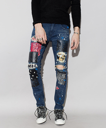 NO ID.×OVERDESIGNストレッチデニムグランジスキニーPT パンツ NO ID.×OVERDESIGNストレッチデニムグランジスキニーPT