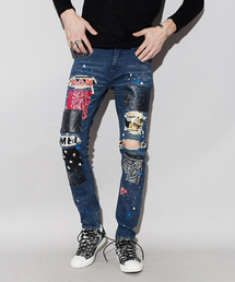 NO ID.×OVERDESIGNストレッチデニムグランジスキニーPT パンツ NO ID.×OVERDESIGNストレッチデニムグランジスキニーPT