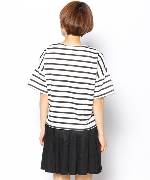 Kastane（カスタネ）の「【Kastane】袖フレアーボーダーTOPS（Tシャツ/カットソー・レディース・ブラック/レッド/グレー/ホワイト・FREE）」の7枚目の写真