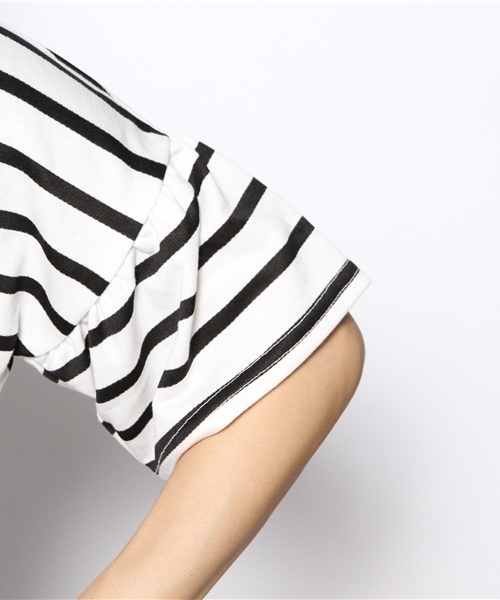 Kastane（カスタネ）の「【Kastane】袖フレアーボーダーTOPS（Tシャツ/カットソー・レディース・ブラック/レッド/グレー/ホワイト・FREE）」の9枚目の写真