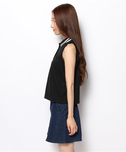 WEGO（ウィゴー）の「WEGO/ラインノースリポロシャツ（ポロシャツ・レディース・オフホワイト/ブラック/ネイビー・FREE）」の6枚目の写真