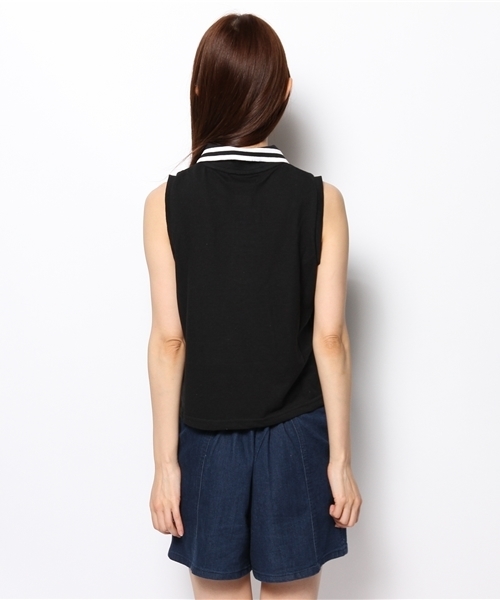 WEGO（ウィゴー）の「WEGO/ラインノースリポロシャツ（ポロシャツ・レディース・オフホワイト/ブラック/ネイビー・FREE）」の7枚目の写真