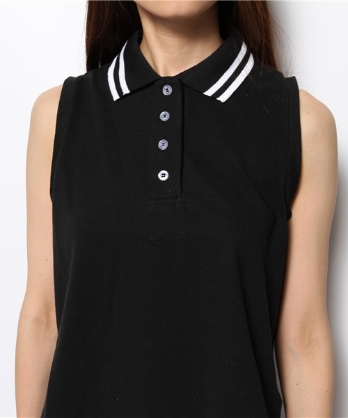 WEGO（ウィゴー）の「WEGO/ラインノースリポロシャツ（ポロシャツ・レディース・オフホワイト/ブラック/ネイビー・FREE）」の8枚目の写真