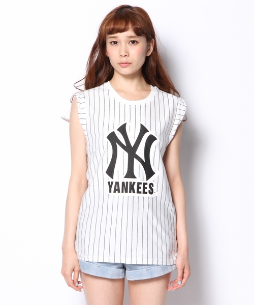 LB-03（エルビー・ゼロスリー）の「MLB BIG NY STRIPE TEE（Tシャツ/カットソー・レディース・ホワイト系/ブラック系・FREE）」の8枚目の写真