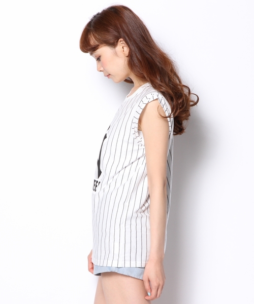 LB-03（エルビー・ゼロスリー）の「MLB BIG NY STRIPE TEE（Tシャツ/カットソー・レディース・ホワイト系/ブラック系・FREE）」の3枚目の写真