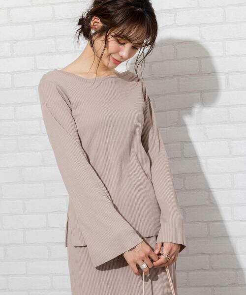 Web限定カラー テレコリブアシンメトリーvネックフレア袖プルオーバー セットアップ 対応 ワンショルダー レディース Women Coen コーエン 公式ファッション通販