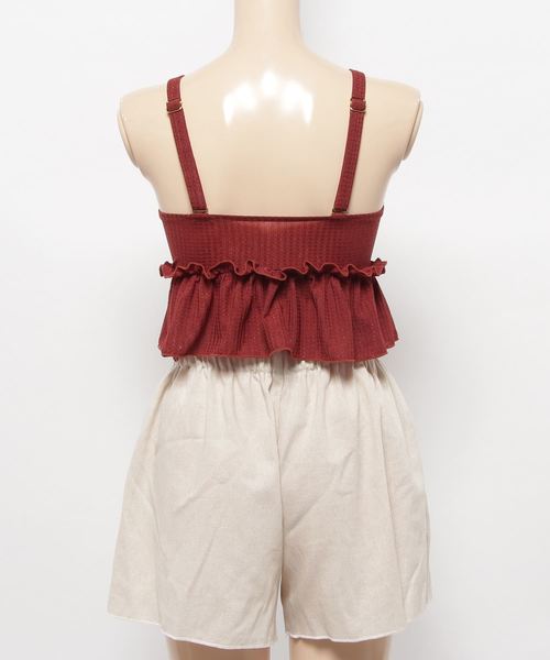 Dita（ディータ）の「【3点セット】ショートパンツ付き編み上げフリルトップスビキニセット【RT】（水着・レディース・ブラック/テラコッタ/カーキ・M/L/XL）」の13枚目の写真