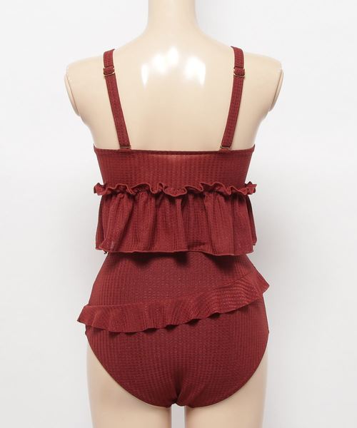 Dita（ディータ）の「【3点セット】ショートパンツ付き編み上げフリルトップスビキニセット【RT】（水着・レディース・ブラック/テラコッタ/カーキ・M/L/XL）」の20枚目の写真