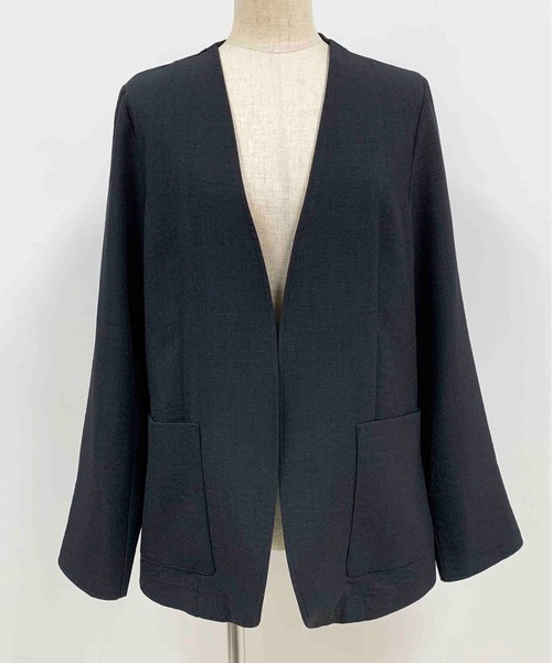 PICCIN（ピッチン）の「リネンライクカラーレスジャケット（ノーカラージャケット・レディース・ベージュ/ネイビー/オレンジ/モカ・M）」の7枚目の写真