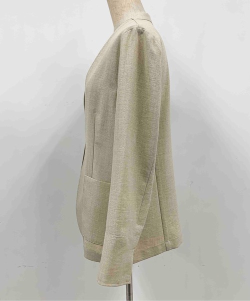 PICCIN（ピッチン）の「リネンライクカラーレスジャケット（ノーカラージャケット・レディース・ベージュ/ネイビー/オレンジ/モカ・M）」の9枚目の写真