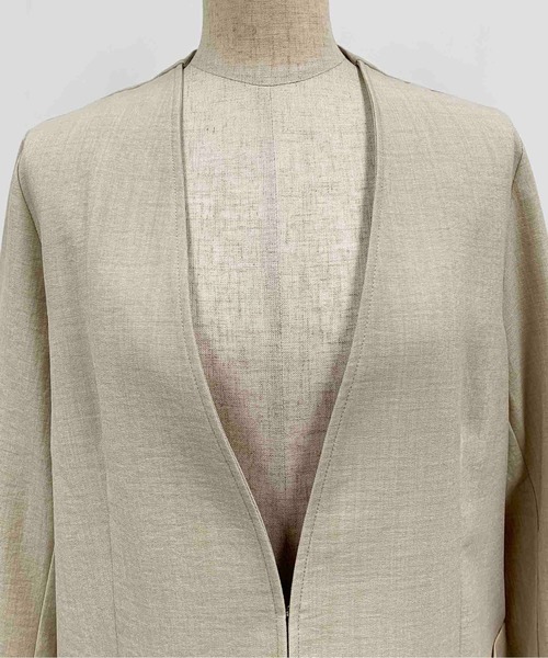 PICCIN（ピッチン）の「リネンライクカラーレスジャケット（ノーカラージャケット・レディース・ベージュ/ネイビー/オレンジ/モカ・M）」の11枚目の写真