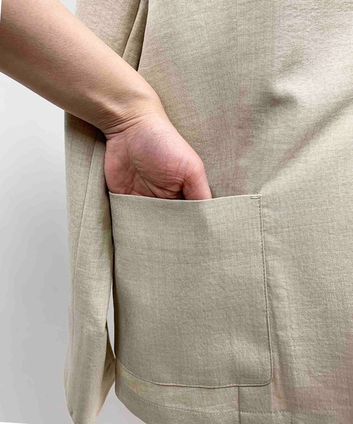 PICCIN（ピッチン）の「リネンライクカラーレスジャケット（ノーカラージャケット・レディース・ベージュ/ネイビー/オレンジ/モカ・M）」の15枚目の写真