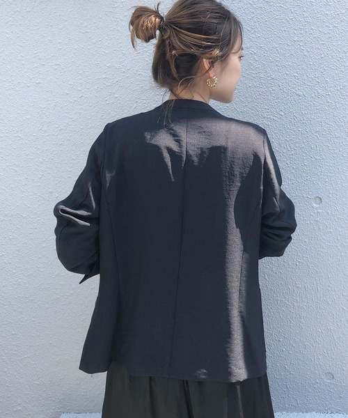 PICCIN（ピッチン）の「リネンライクカラーレスジャケット（ノーカラージャケット・レディース・ベージュ/ネイビー/オレンジ/モカ・M）」の22枚目の写真