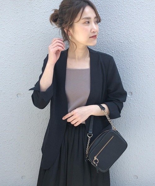 PICCIN（ピッチン）の「リネンライクカラーレスジャケット（ノーカラージャケット・レディース・ベージュ/ネイビー/オレンジ/モカ・M）」の21枚目の写真