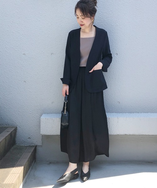 PICCIN（ピッチン）の「リネンライクカラーレスジャケット（ノーカラージャケット・レディース・ベージュ/ネイビー/オレンジ/モカ・M）」の20枚目の写真