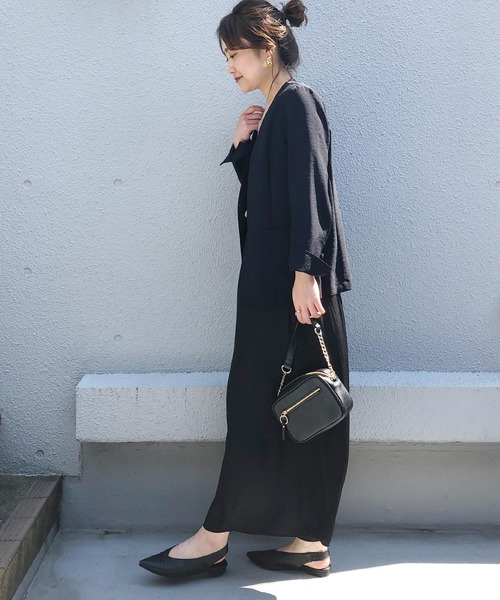 PICCIN（ピッチン）の「リネンライクカラーレスジャケット（ノーカラージャケット・レディース・ベージュ/ネイビー/オレンジ/モカ・M）」の19枚目の写真