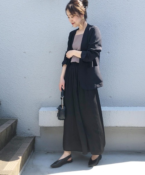 PICCIN（ピッチン）の「リネンライクカラーレスジャケット（ノーカラージャケット・レディース・ベージュ/ネイビー/オレンジ/モカ・M）」の17枚目の写真