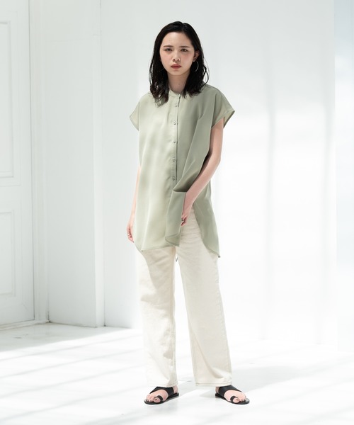 Aunt Marie's（アントマリーズ）の「AUNT MARIE'S ハーフスリーブバックスリットシャツ（シャツ/ブラウス・レディース・ライトパープル/ベージュ/ホワイト/ライトグリーン/ブラック・FREE）」の20枚目の写真