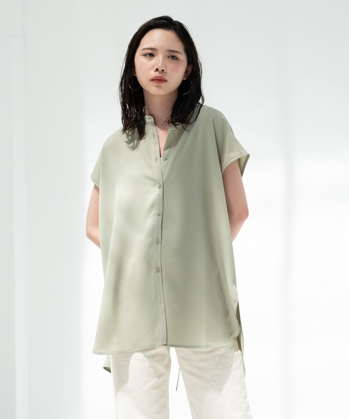 Aunt Marie's（アントマリーズ）の「AUNT MARIE'S ハーフスリーブバックスリットシャツ（シャツ/ブラウス・レディース・ライトパープル/ベージュ/ホワイト/ライトグリーン/ブラック・FREE）」の6枚目の写真