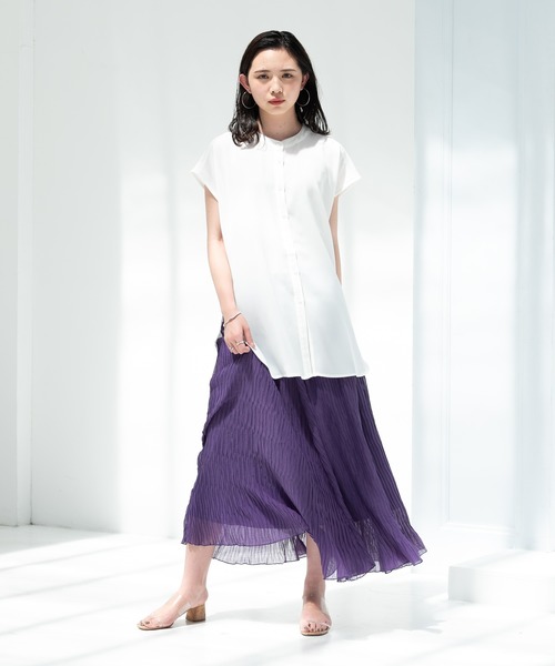 Aunt Marie's（アントマリーズ）の「AUNT MARIE'S ハーフスリーブバックスリットシャツ（シャツ/ブラウス・レディース・ライトパープル/ベージュ/ホワイト/ライトグリーン/ブラック・FREE）」の21枚目の写真