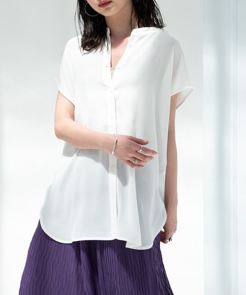 Aunt Marie's（アントマリーズ）の「AUNT MARIE'S ハーフスリーブバックスリットシャツ（シャツ/ブラウス・レディース・ライトパープル/ベージュ/ホワイト/ライトグリーン/ブラック・FREE）」の22枚目の写真