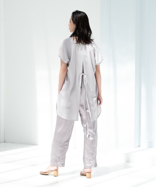 Aunt Marie's（アントマリーズ）の「AUNT MARIE'S ハーフスリーブバックスリットシャツ（シャツ/ブラウス・レディース・ライトパープル/ベージュ/ホワイト/ライトグリーン/ブラック・FREE）」の17枚目の写真